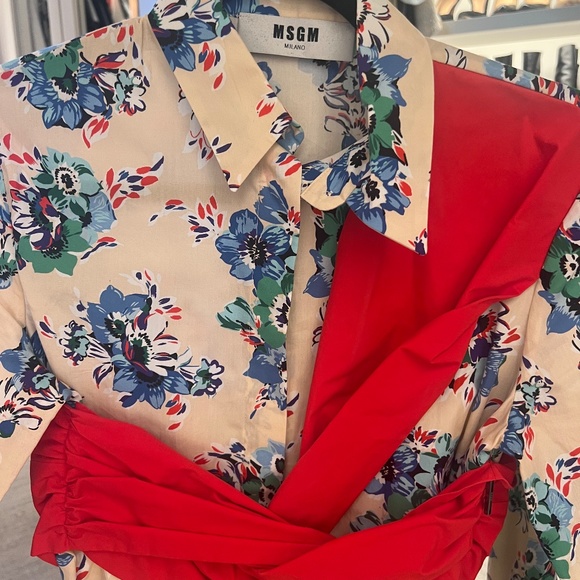 MSGM Light Pink Bouquet Poplin Shirt - Picture 2 of 4